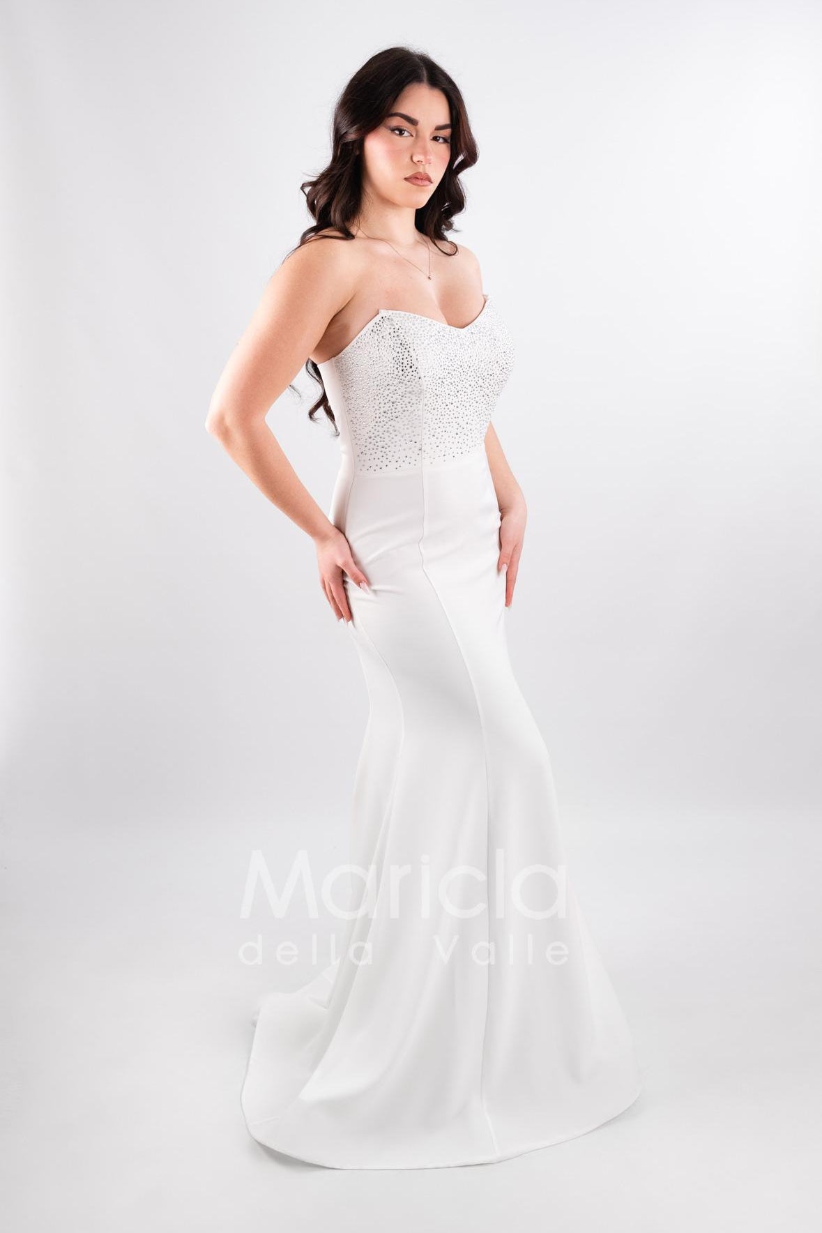 abito corpetto in strass SH511 BIANCO SHARON 