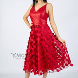Abito midi con pois CR96530 ROSSO CARLA RUIZ 