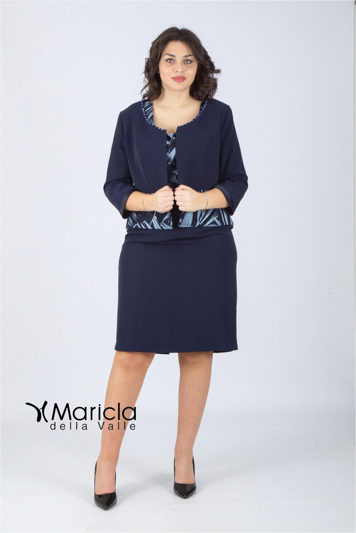 tubino+bolero PF410 BLU PAOLA FORTI 