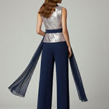 tuta con corpetto paiette fantasia LH108 BLU LUDOVICA HASSLER 