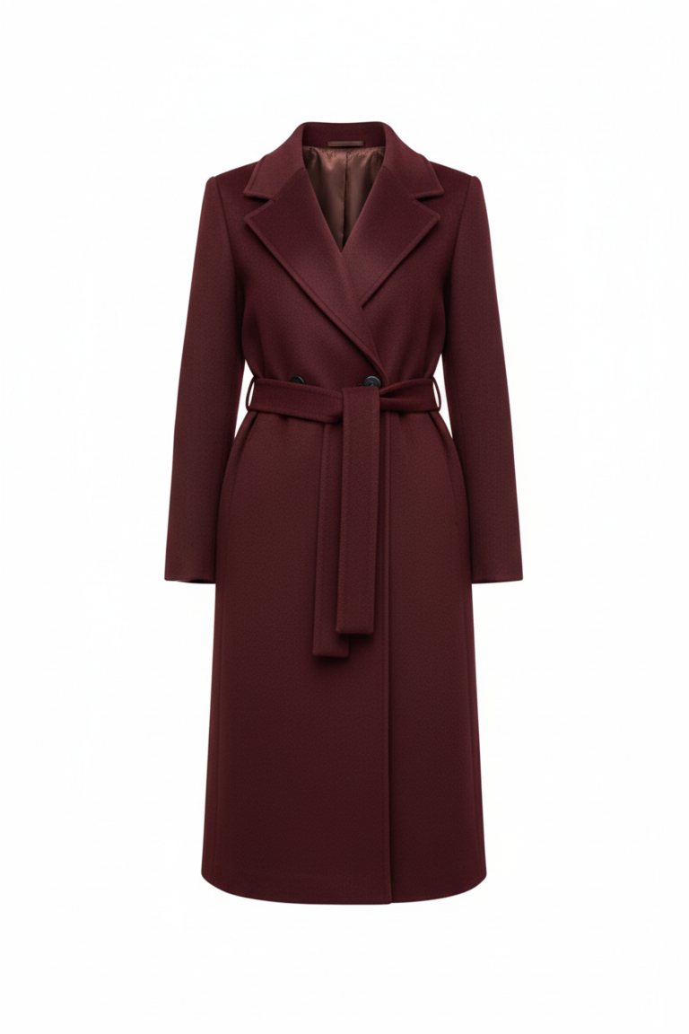 Cappotto Lungo Avvolgente con Cintura EC04608 AMARONE MARICLA 