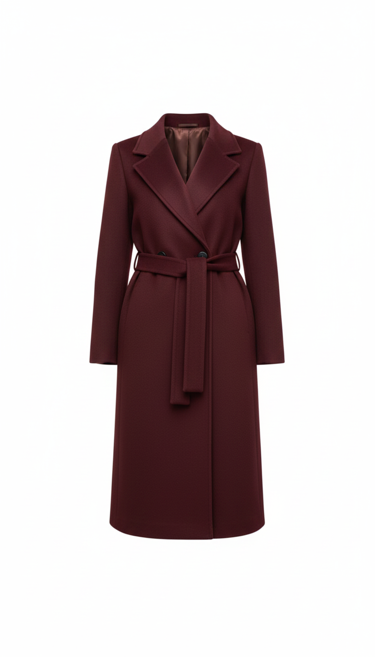 Cappotto Lungo Avvolgente con Cintura EC04608 AMARONE MARICLA 