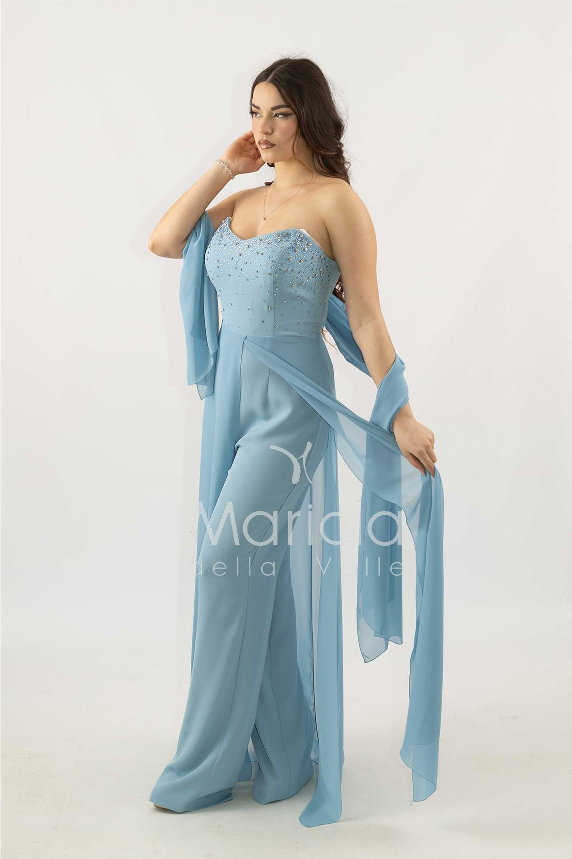 tuta con corpetto strass SH914TU POLVERE SHARON 