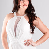 tuta con cinturino strass SH610 BIANCO SHARON 