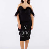 tubino con piume CAR58214 NERO MARICLA ELEGANCE 