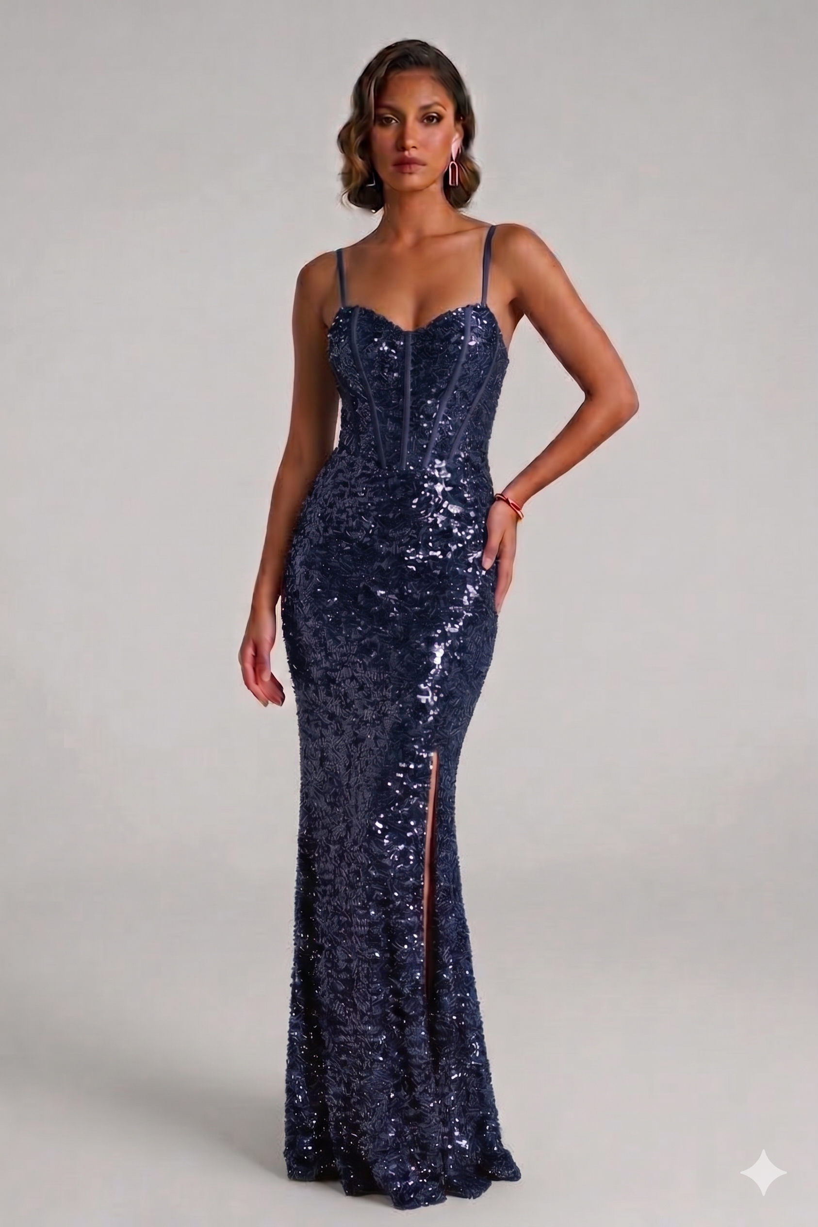 Abito a sirena in paillettes FI11093 BLU MARICLA ELEGANCE 