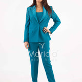 Tailleur con pioggia di strass Completo 3 pezzi SH409 PETROLIO SHARON 
