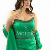 Abito lungo con scollatura in strass JC35249 VERDE MARICLA ELEGANCE 
