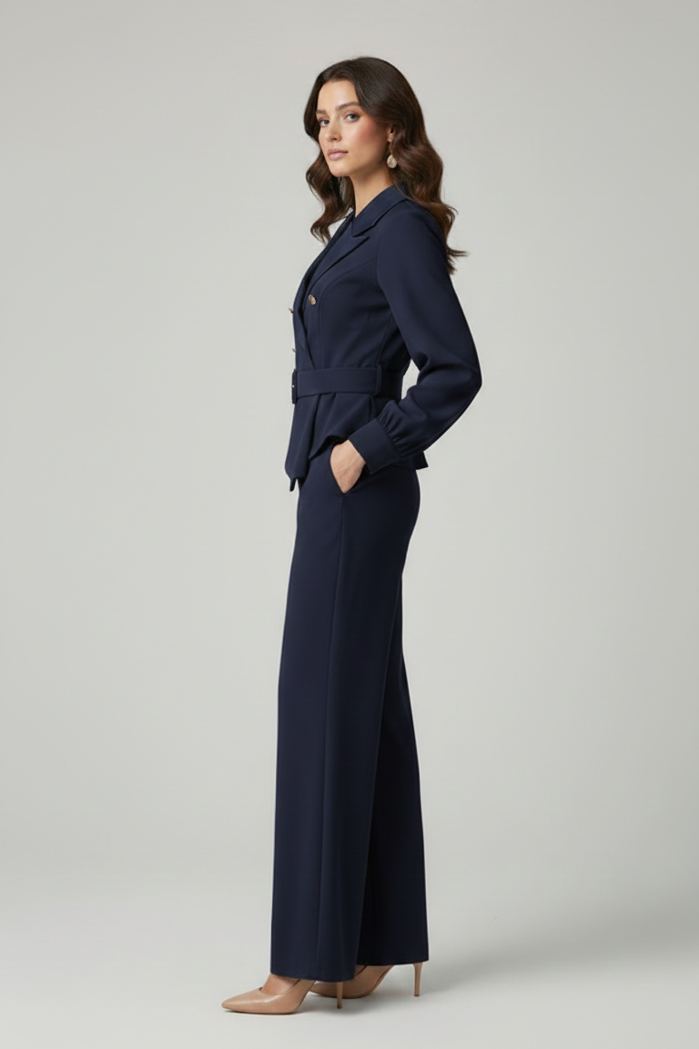 tuta smoking manica lunga PF120TU BLU PAOLA FORTI 
