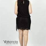 Abito con balza macramè CC27585 NERO COUTURE 