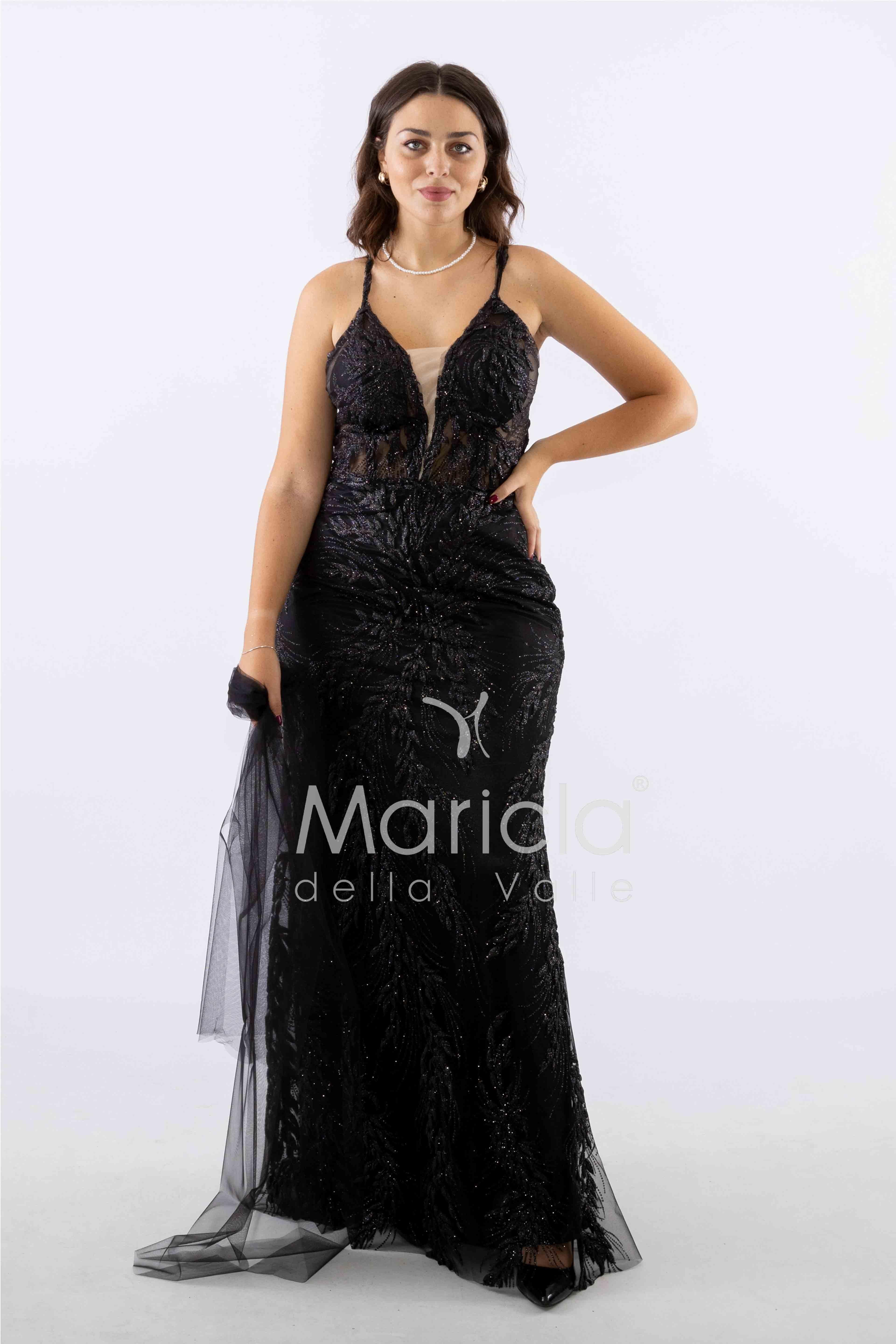 abito lungo intrecciato dietro FI7522 NERO MARICLA ELEGANCE 