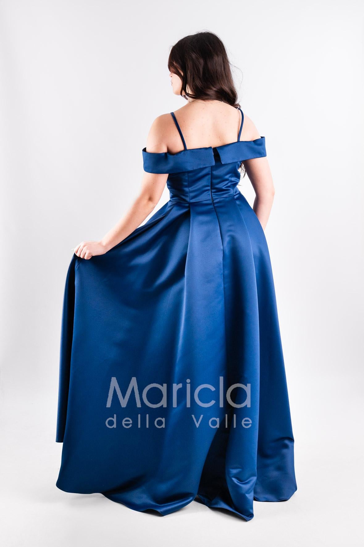 abito lungo con triangolo pietre JC35147 BLU MARICLA ELEGANCE 