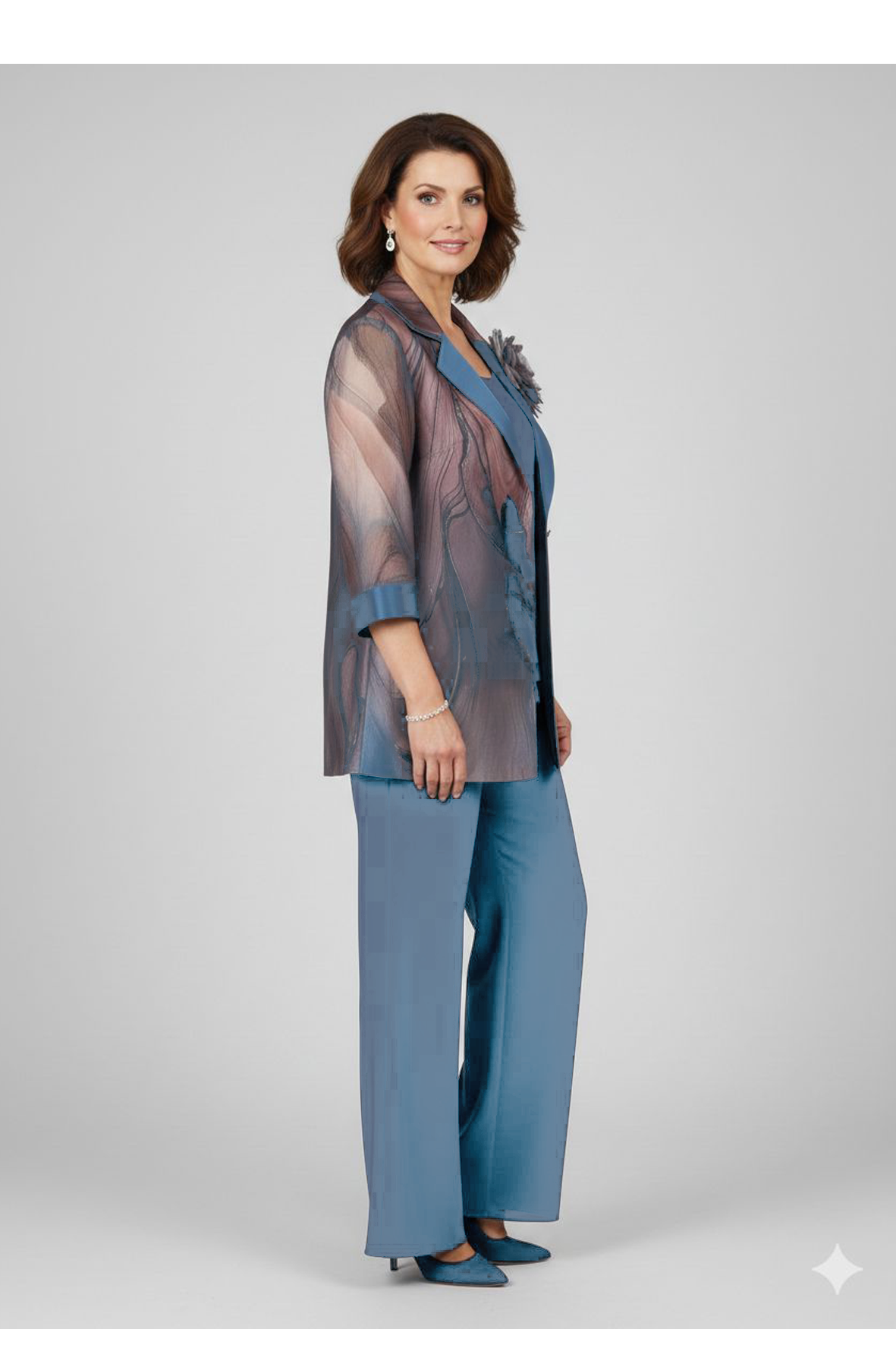 completo 3 pezzi giacca fantasia NC7141 INDACO MARICLA ELEGANCE 