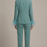 tailleur con collo raso e piume NC1426 MENTA MARICLA ELEGANCE 