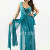 tuta con scollo paiette SH910TU PETROLIO SHARON 