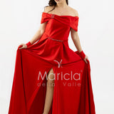 abito lungo scollo omerale strass SH827AL ROSSO SHARON 