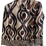 Casacca blusa fantasia astratta DB10673 MORO MARICLA 
