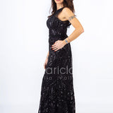 lungo paiette sirena RG4239 NERO GIGLI CERIMONIA 