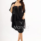 abito midi con rouche SH605AC NERO SHARON 