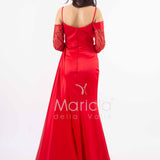 abito lungo con maniche paiette HC7389 ROSSO MARICLA ELEGANCE 