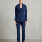 tailleur collo sciallato strass e manica velo SH614TP BLU SHARON 