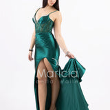 abito lungo corpetto corsetto in strass FP839019 VERDE MARICLA ELEGANCE 