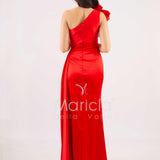 abito lungo monospalla strass spalla GC73 ROSSO GIGLI CERIMONIA 