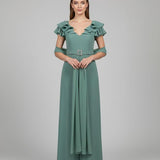 tuta con rouche spalle SH404TU SALVIA SHARON 