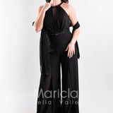 tuta con cinturino strass SH610 NERO SHARON 