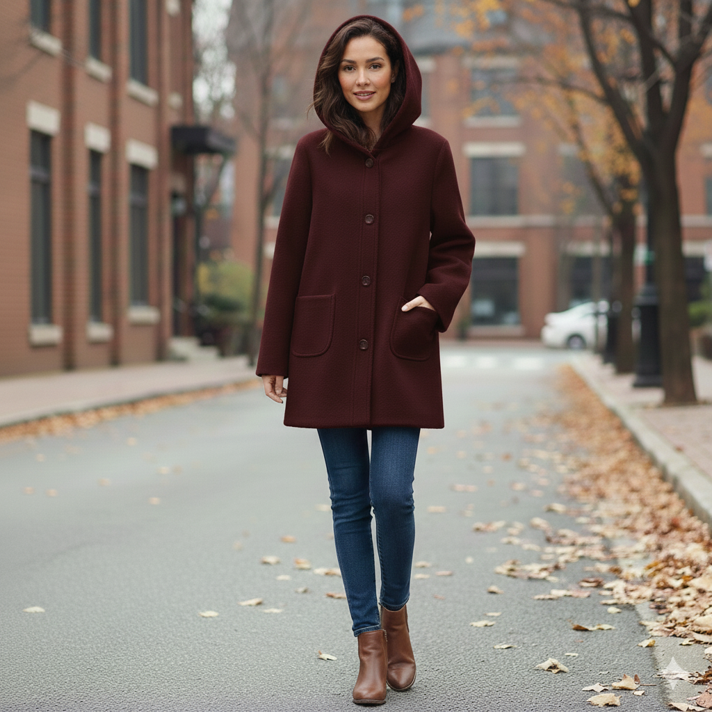 cappotto diagonale con  cappuccio DB10647 AMARONE MARICLA 