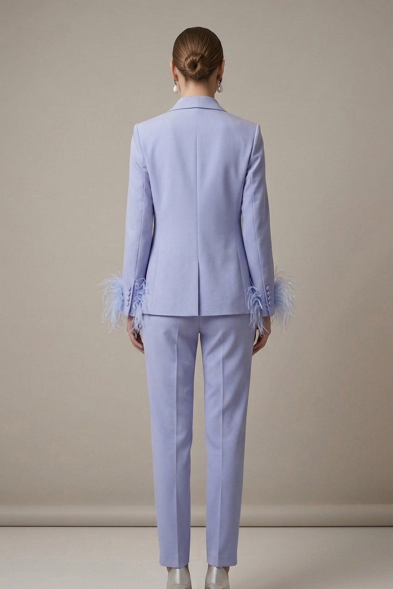 tailleur smoking con piume AD09326 GLICINE MARICLA 