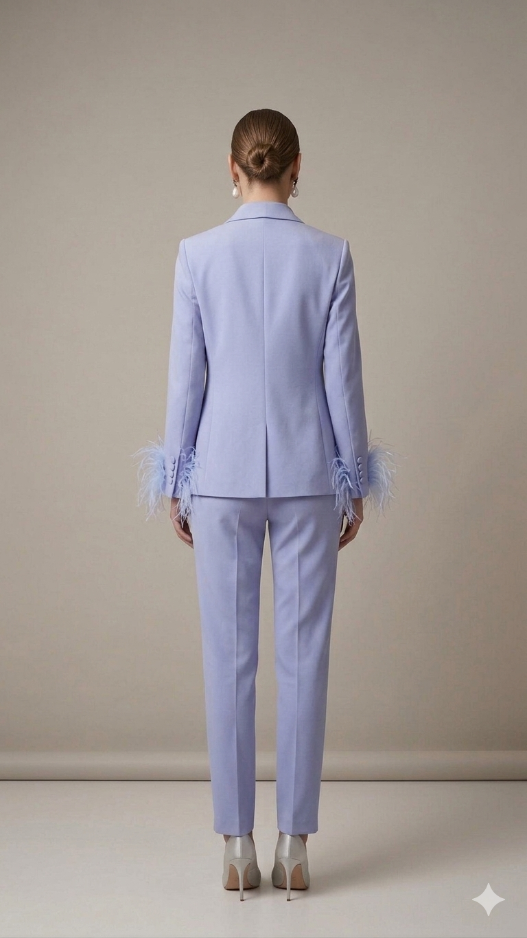 tailleur smoking con piume AD09326 GLICINE MARICLA 