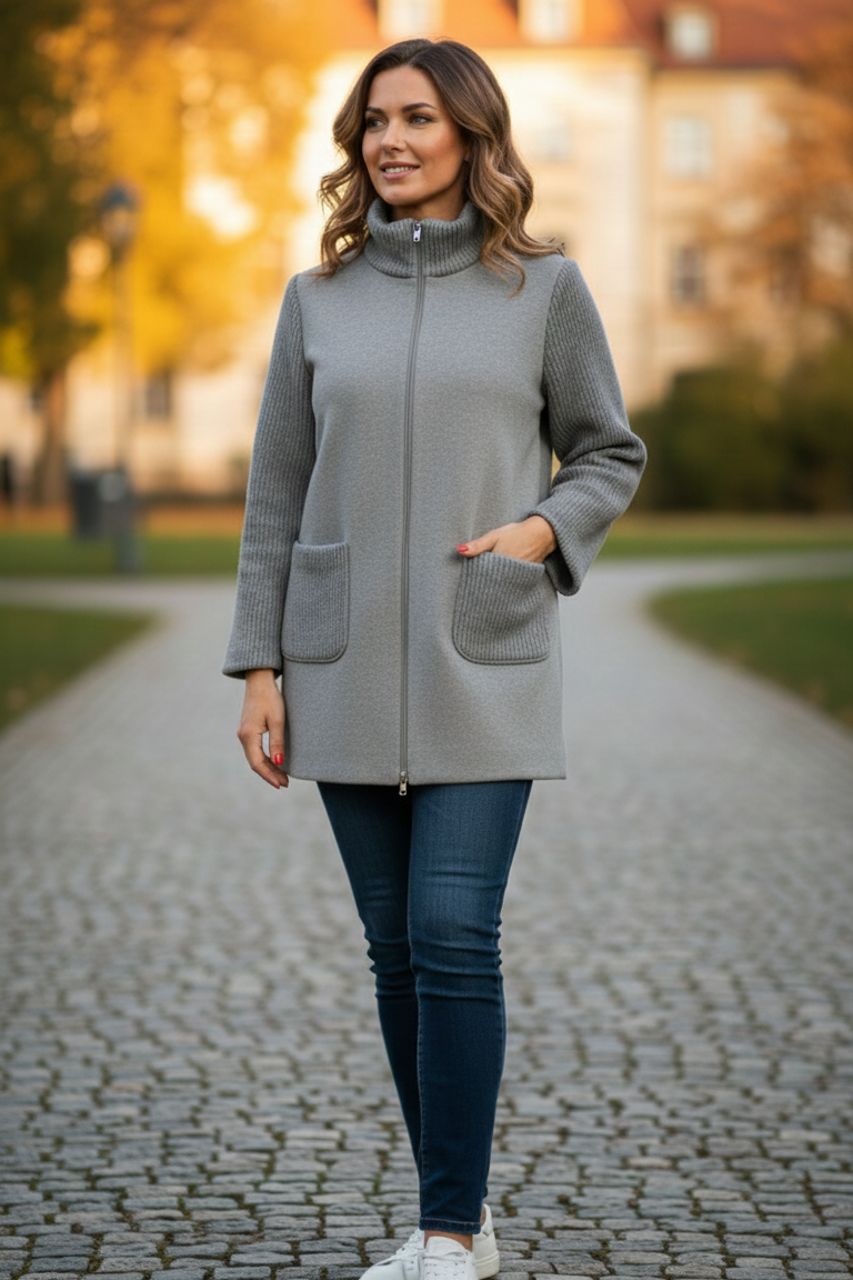 giaccone con lana coste BIGNAMI GRIGIO MARICLA 