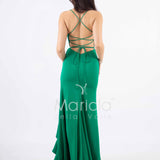 abito lungo con rouche JC35122 VERDE MARICLA ELEGANCE 
