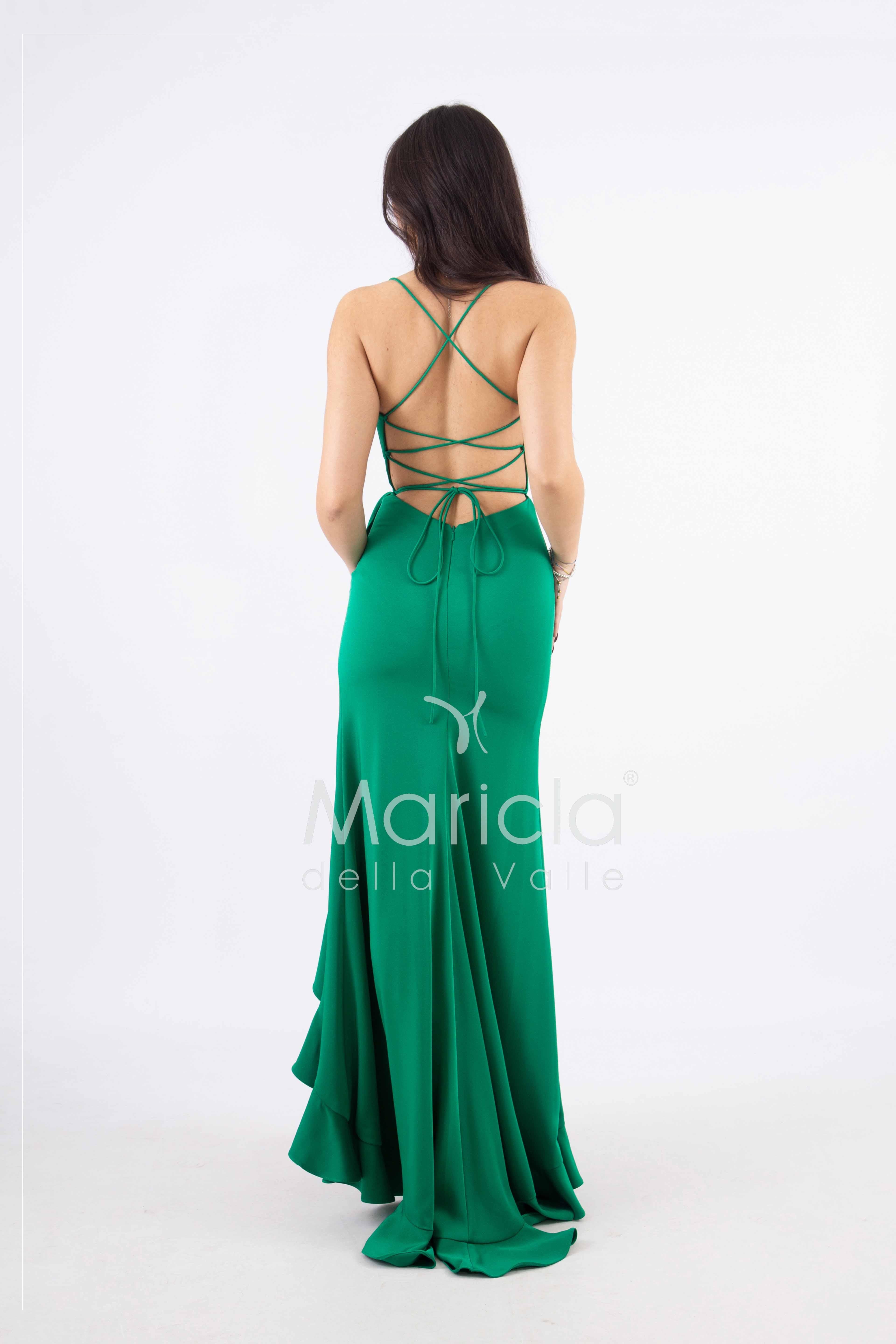 abito lungo con rouche JC35122 VERDE MARICLA ELEGANCE 