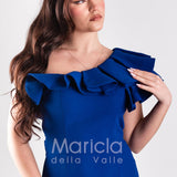 abito crepe elastico arricciatura GC85 ROYAL GIGLI CERIMONIA 