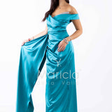 abito con strass scollo FI7443 SMERALDO MARICLA ELEGANCE 