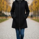 Giaccone in panno con cappuccio MEGAN NERO MARICLA 