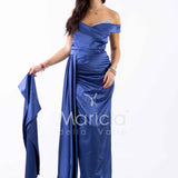 abito con strass scollo FI7443 BLU MARICLA ELEGANCE 