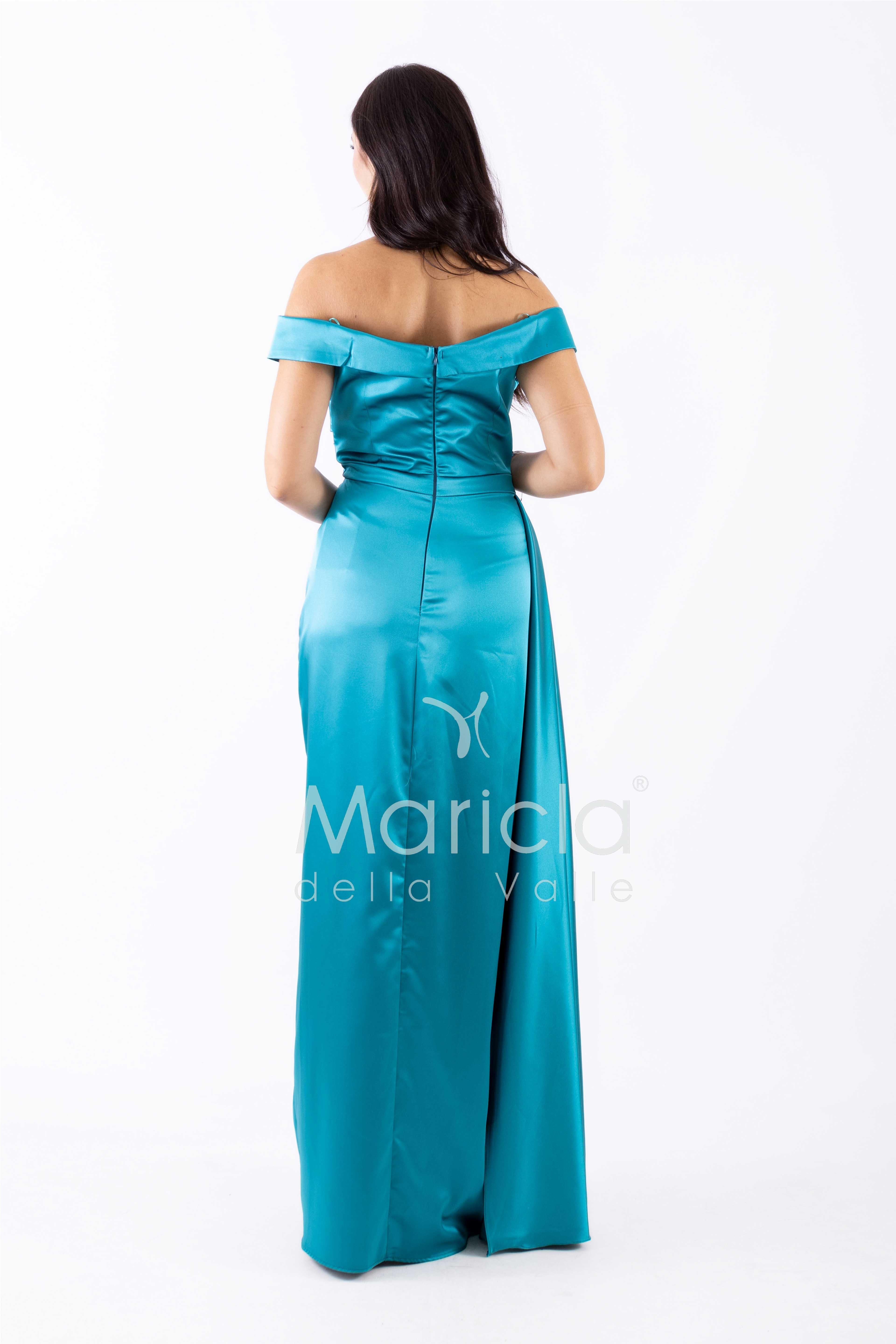 abito con strass scollo FI7443 SMERALDO MARICLA ELEGANCE 