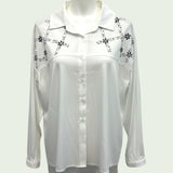 Camicia Over con Ricami Floreali e Dettagli Strass CF50100 BIANCO CARLA FERRONI 