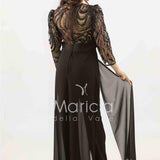 tuta con manica paiette SH905TU NERO SHARON 