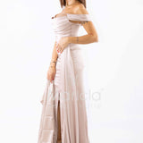 abito lungo con strass ALC04 CHAMPAGNE MARICLA ELEGANCE 