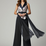 tuta con corpetto paiette fantasia LH108 NERO LUDOVICA HASSLER 