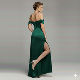 abito con trasparenza e spacco HC5226 VERDE MARICLA ELEGANCE 