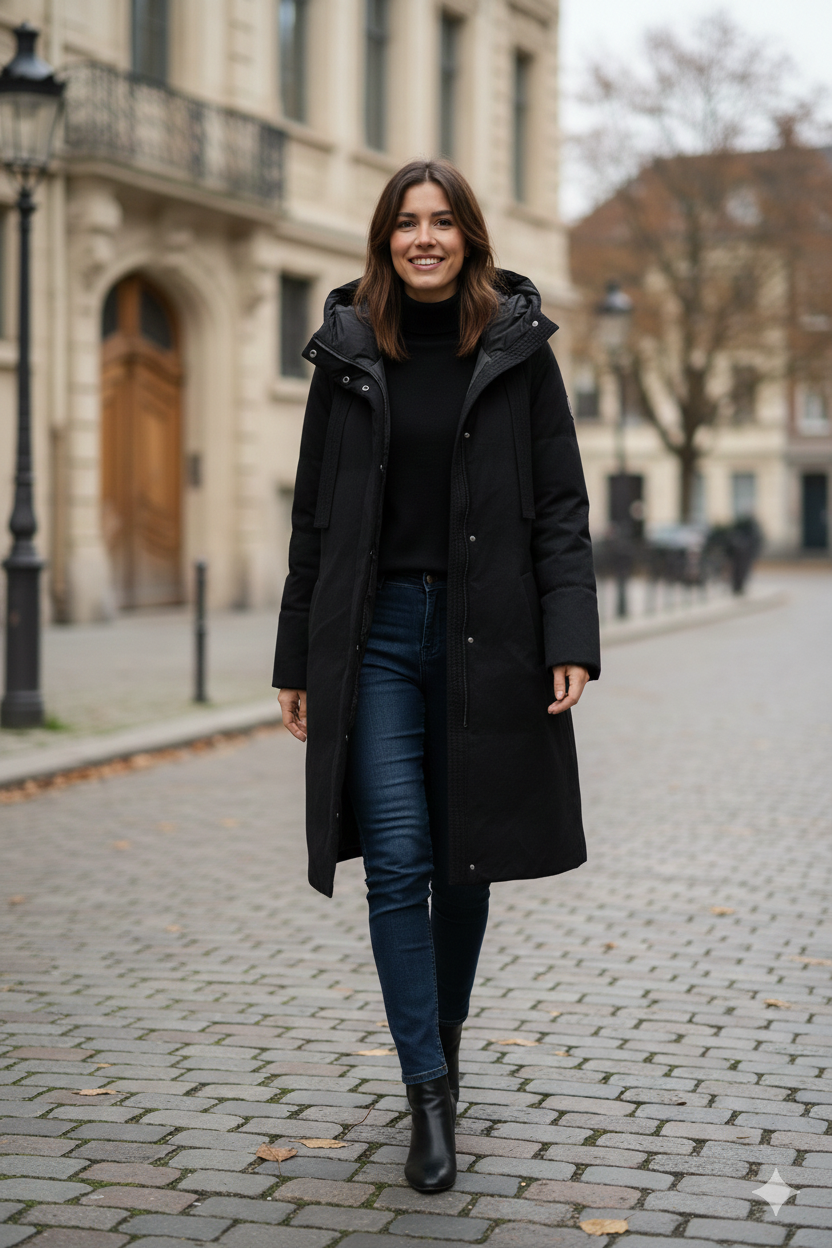 cappotto lungo doppio petto con piumino AZ70CA NERO MARICLA 