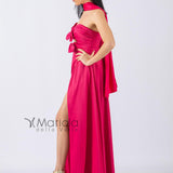 Abito lungo con scollo a cuore/fiocchi ANT20038 FUCSIA ANTILLE ELEGANCE 