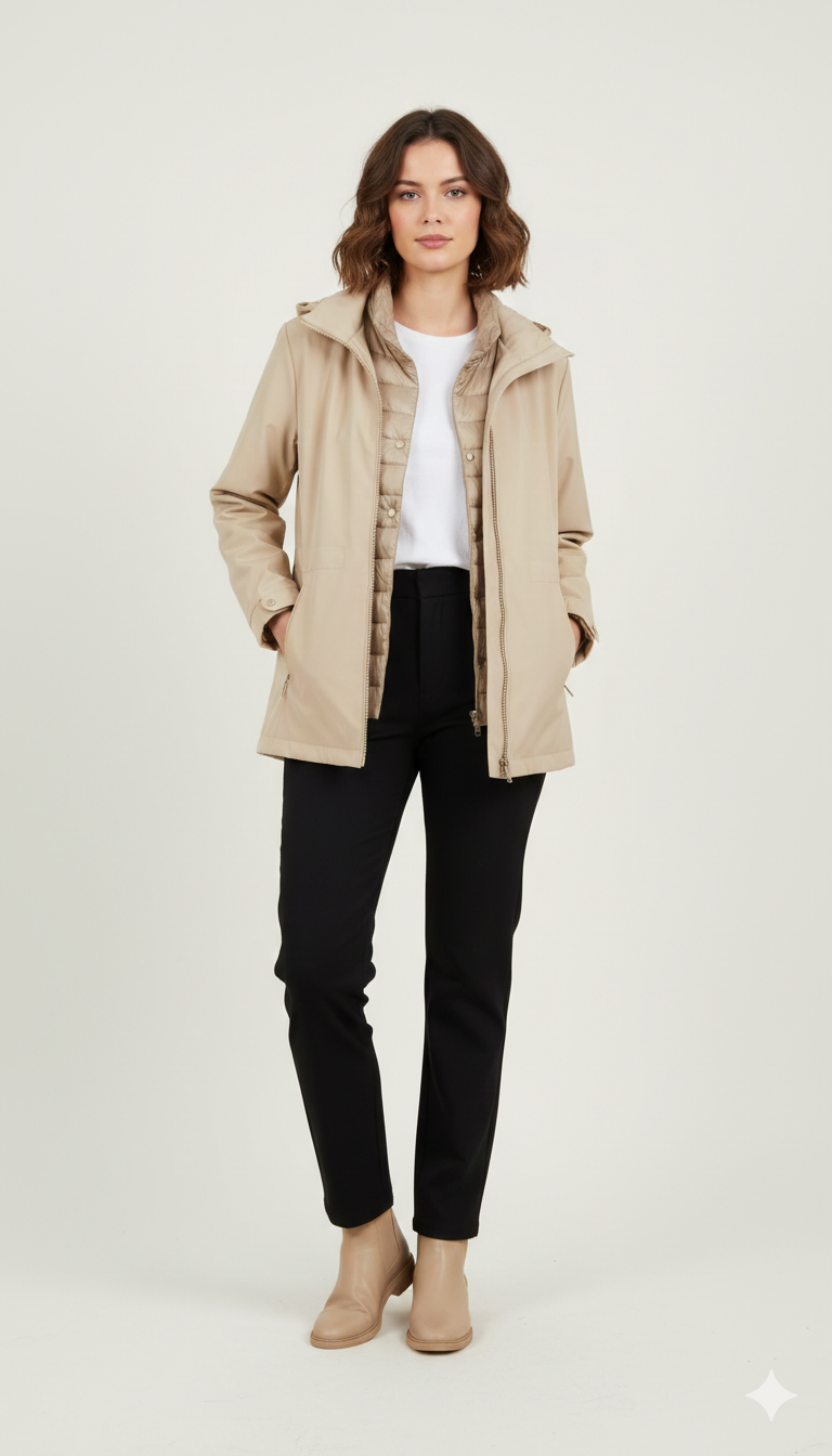 Parka Tecnico 2-in-1 con Piumino Interno FABIANA BEIGE MARICLA 