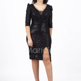abito manica 3/4 paiette JC35026 NERO MARICLA ELEGANCE 