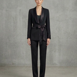 tailleur manica velo con cintura SH613TP NERO SHARON 